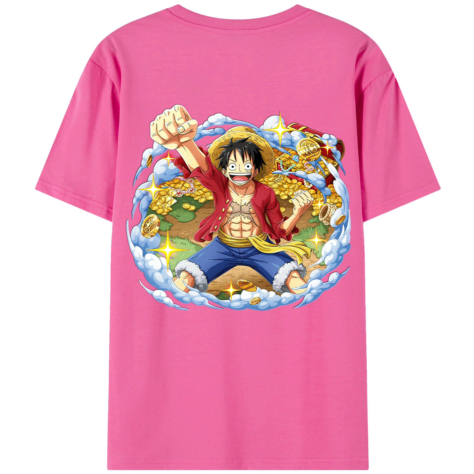 ワンピース モンキー・D・ルフィ ONE PIECE Monkey D. Luffy レディース半袖Tシャツ(バックプリント)